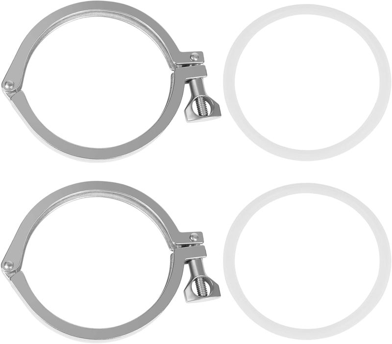JMCOLMT Tri Clamp 4 Inch 2PCS Single Pin Heavy Duty with Wing Nut Stainless Steel 304 Sanitary Fitting with Ferrule TC 4" Silicone Gaskets - Image 1